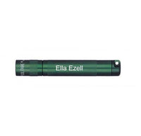 Dark green Solitaire LED key chain flashlight engraved Ella Ezell