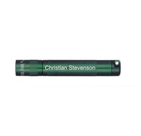 Dark green Solitaire LED key chain flashlight with Christian Stevenson engraving