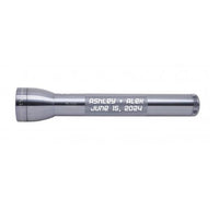 Gray ML300L LED 3-Cell D flashlight with Ashley + Alex June 15 2024 engraving