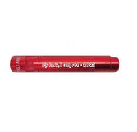 Red Solitaire LED key chain flashlight with custom engraving along its body