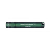 Dark green Solitaire LED key chain flashlight with custom engraving along the body