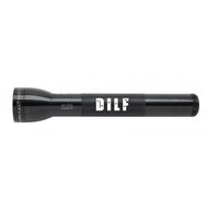 Black ML300L LED 3-Cell D flashlight with custom engraving along its body