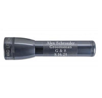 Gray ML25LT LED 2-Cell C flashlight engraved Alex Schroeder Groomsman G & S 8.16.25