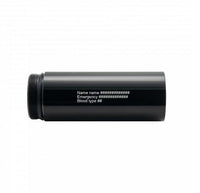 Black Maglite ML300L barrel storage accessory with custom engraving for name emergency and blood type
