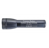 ML25LT LED two cell C flashlight in gray engraved Tommy Barker Father of the Groom G & S 8.16.25