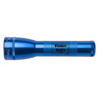 Blue ML25LT LED two-cell C flashlight with Whitaker Electric engraving