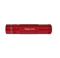 Red XL50 LED 3-Cell AAA flashlight with Tango Lima engraving