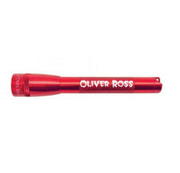 Red Mini Maglite Pro LED flashlight with Oliver Ross engraving