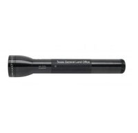 Black Maglite ML300L LED 3-Cell D flashlight with custom engraving Texas General Land Office.