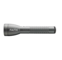 ML50LX LED 2-Cell C flashlight in urban gray with knurled grip and FAITH engraving