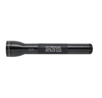 Black ML300L LED 3-Cell D flashlight with engraved John Warlikowski Jersey City Police ESU Bomb Squad