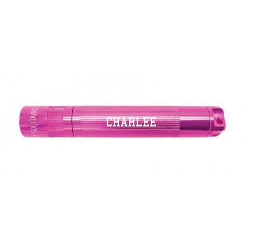 Solitaire LED Key Chain Flashlight - Pink - Custom Engraving