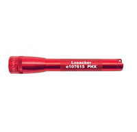 Red Mini Maglite Pro LED flashlight with Losacker e107615 PHX engraving along the body