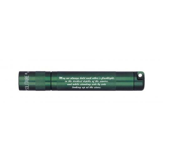 Solitaire LED Key Chain Flashlight - Dark Green -Custom Engraving