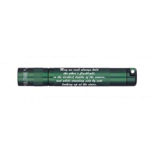 Solitaire LED Key Chain Flashlight - Dark Green -Custom Engraving