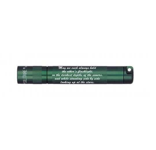 Solitaire LED Key Chain Flashlight - Dark Green -Custom Engraving