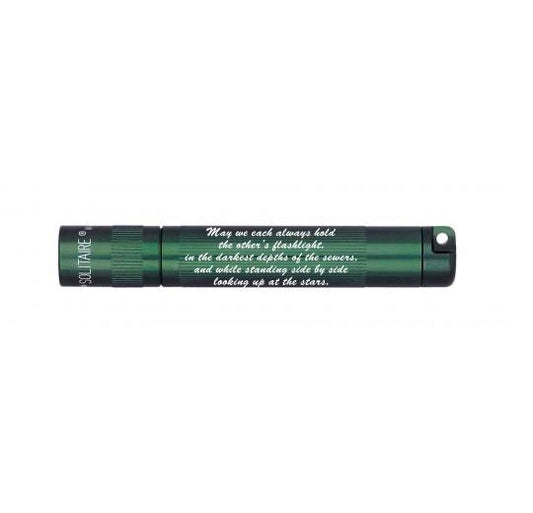 Solitaire LED Key Chain Flashlight - Dark Green -Custom Engraving