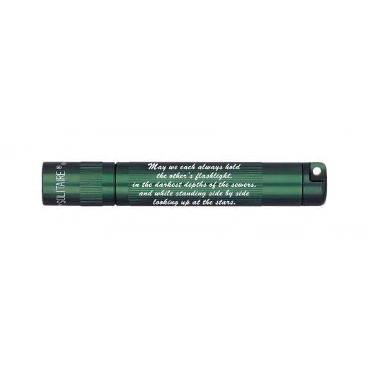 Solitaire LED Key Chain Flashlight - Dark Green -Custom Engraving