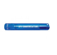Blue Solitaire LED key chain flashlight engraved with GPD COMMUNICATIONS