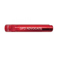Red Solitaire LED key chain flashlight engraved with GPD ADVOCATE