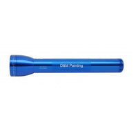 Blue ML300L LED 3-Cell D flashlight with D&M Painting engraving along the body.