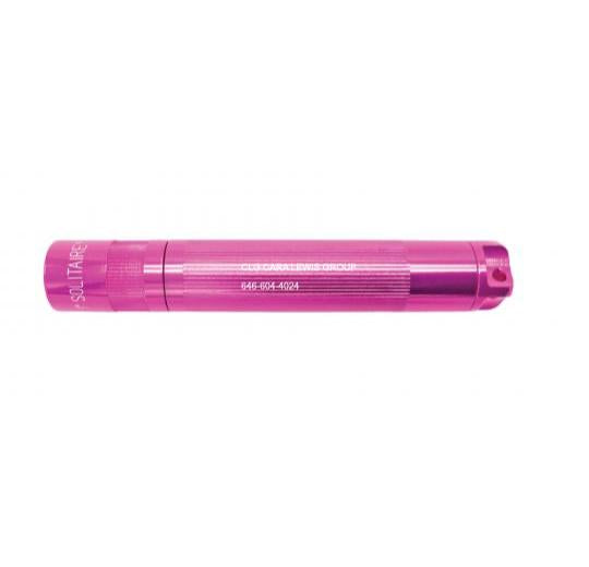 Solitaire LED Key Chain Flashlight - Pink - Custom Engraving