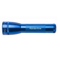 Blue ML25LT LED 2-Cell C flashlight with custom engraving Karleen Frye.