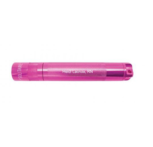 Solitaire LED Key Chain Flashlight - Pink - Custom Engraving