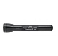 Black ML300L LED 3 cell D flashlight with engraved birthday message Sean Happy Birthday 2025 Love Always Dad