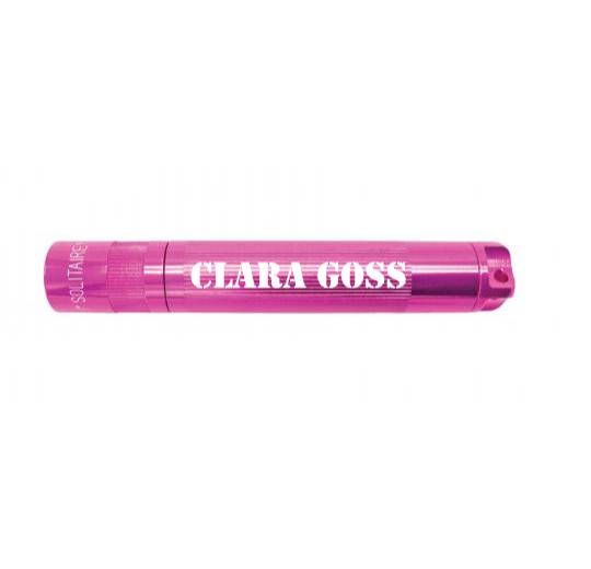 Solitaire LED Key Chain Flashlight - Pink - Custom Engraving