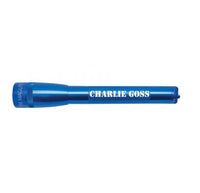 Blue Mini Maglite Pro LED flashlight engraved Charlie Goss