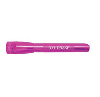 Pink Mini Maglite Pro LED flashlight with D.O. DRAKE engraving