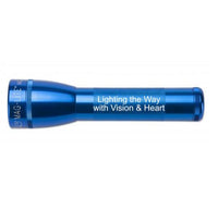 Blue ML25LT LED 2-Cell C flashlight with Lighting the Way with Vision & Heart engraving