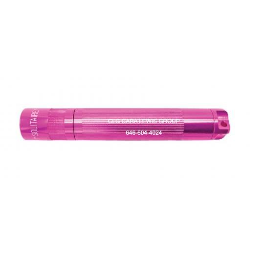 Solitaire LED Key Chain Flashlight - Pink - Custom Engraving
