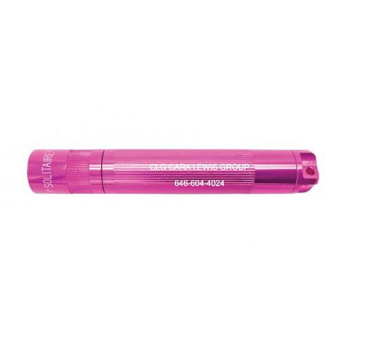 Solitaire LED Key Chain Flashlight - Pink - Custom Engraving