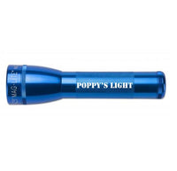 Blue ML25LT LED two-cell C flashlight with custom engraving Poppy's Light