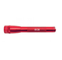 Red Mini Maglite Pro LED flashlight with custom engraving BOB