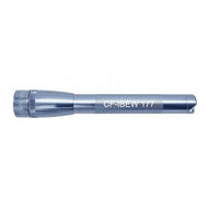 Blue-gray Mini Maglite Pro LED flashlight with custom engraving on the knurled body.