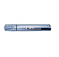 Solitaire LED key chain flashlight in gray metal engraved with Lukas