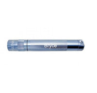 Solitaire LED key chain flashlight in gray metal engraved with Bryce