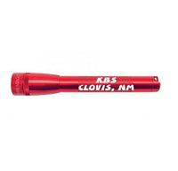 Red Mini Maglite Pro LED flashlight with KBS Clovis NM engraving
