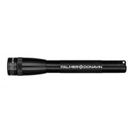 Black Mini Maglite Pro LED flashlight with Palmer Donavin engraving