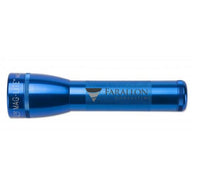 Blue ML25LT LED 2-Cell C flashlight with Farallon Consulting branding