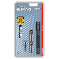 Mini Maglite 2AAA Classic Flashlight in blister packaging with batteries and accessories visible