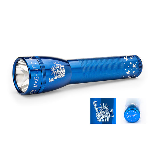Blue ML25LT LED 2-Cell C flashlight Liberty edition with starry pattern
