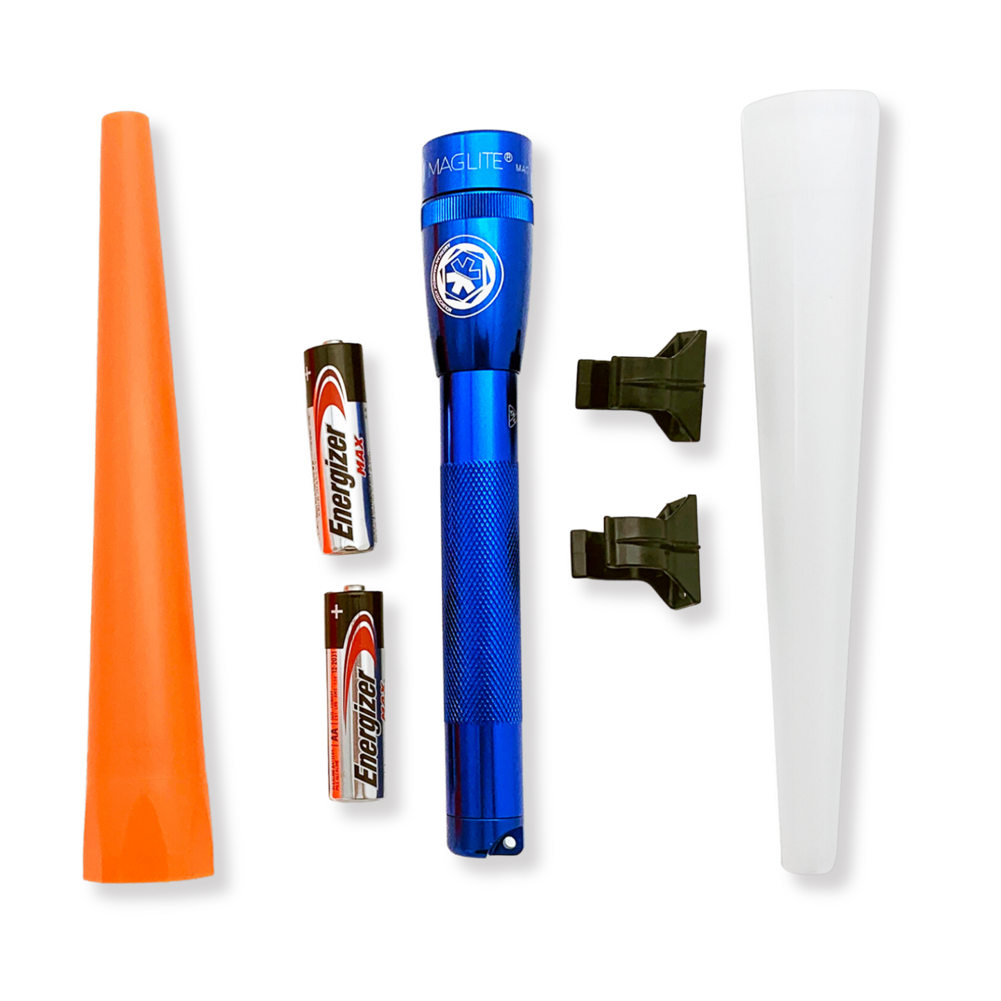 MINI MAGLITE AA 2 CELL PRO LED FLASHLIGHT, BLUE, with APA LOGO BUNDLE