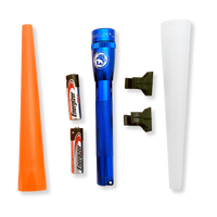 MINI MAGLITE AA 2 CELL PRO LED FLASHLIGHT, BLUE, with APA LOGO BUNDLE