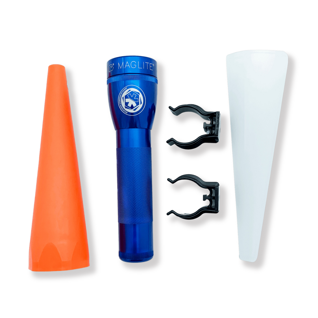 MAGLITE ML25LT 2 CELL FLASHLIGHT, BLUE with APA LOGO BUNDLE