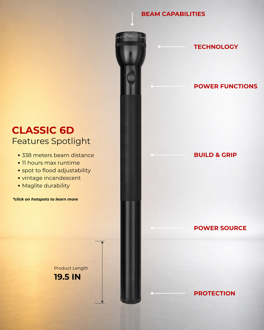 Maglite Classic 6D Flashlight D Cell Xenon Lamps Maglite Classic 6D Flashlight D Cell Xenon Lamps