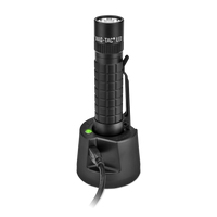 MAG-TAC LED rechargeable plain bezel flashlight system head with knurled grip and MAG-TAC LED label.